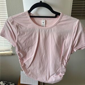 Lululemon Athletica Light Pink Ribbed Short Sleeve Top